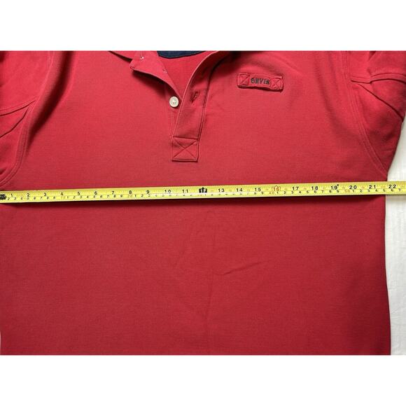 Orvis Polo Shirt Mens Red Blue Fly Fishing Pique Cotton Outdoor Heavy Thick - Picture 12 of 13